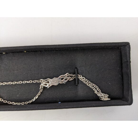 Harley Davidson Sterling Silver 925 Ankle Bracelet Anklet Bar Shiled Flame - Picture 8 of 16